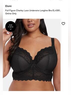 Elomi Black Charley Lace Underwire Bra New With Tags 38G